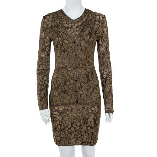 M Missoni Gold Lurex Knit Cardigan & Midi Dress Set S - M Missoni - Modalova