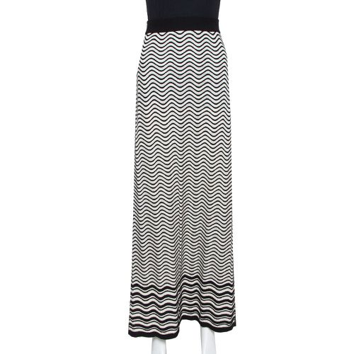 M Missoni Monochrome Wave Patterned Knit Maxi Skirt M - M Missoni - Modalova