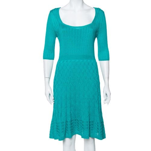 M Missoni Teal Green Knit Scoop Neck Skater Dress L - M Missoni - Modalova