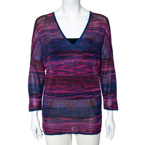 Multicolored Lurex Knit V-Neck Top M - M Missoni - Modalova