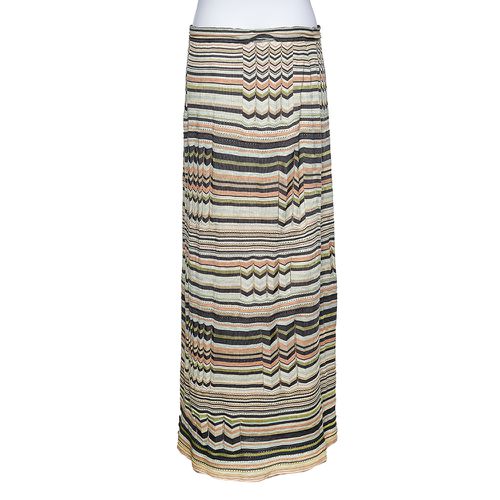 M Missoni Multicolored Stripe Perforated Knit Skirt L - M Missoni - Modalova