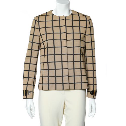 M Missoni Beige Windowpane Patterned Knit Button Front Cardigan M - M Missoni - Modalova