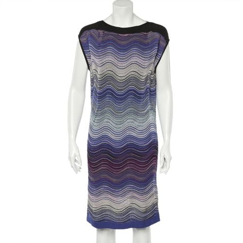 M Missoni Blue Wave Pattern Lurex Knit Shift Dress L - M Missoni - Modalova