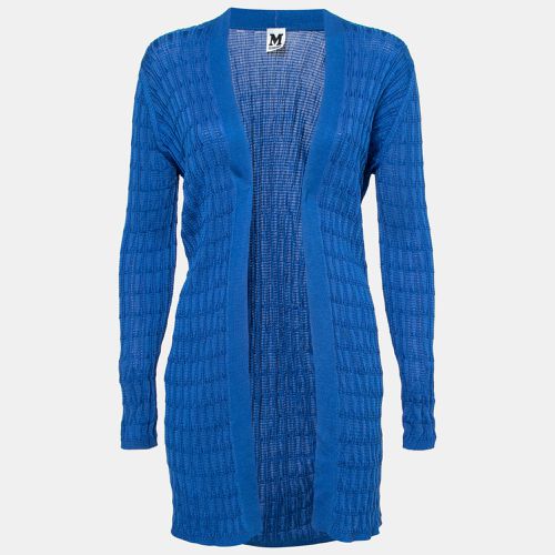 M Missoni Blue Ribbed Knit Open Front Cardigan M - M Missoni - Modalova