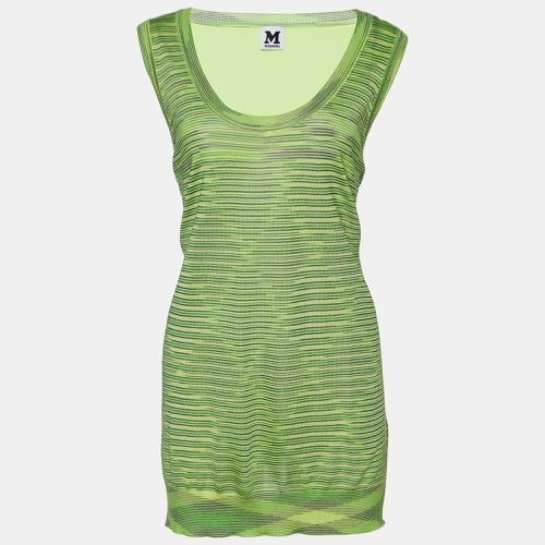 M Missoni Neon Green Striped Knit & Silk Tank Top L - M Missoni - Modalova