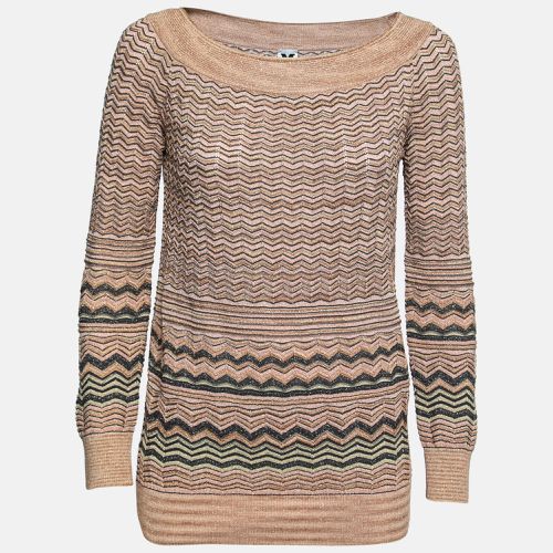 M Missoni Beige Chevron Patterned Lurex Knit Top M - M Missoni - Modalova