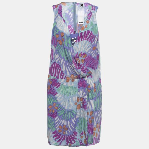 M Missoni Multicolor Print Silk Sleeveless Draped Short Dress M - M Missoni - Modalova