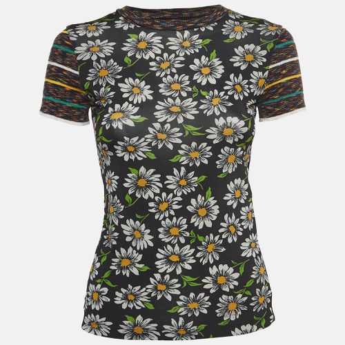 M Missoni Collection Black Floral Print Knit Short Sleeve T-Shirt XS - M Missoni - Modalova