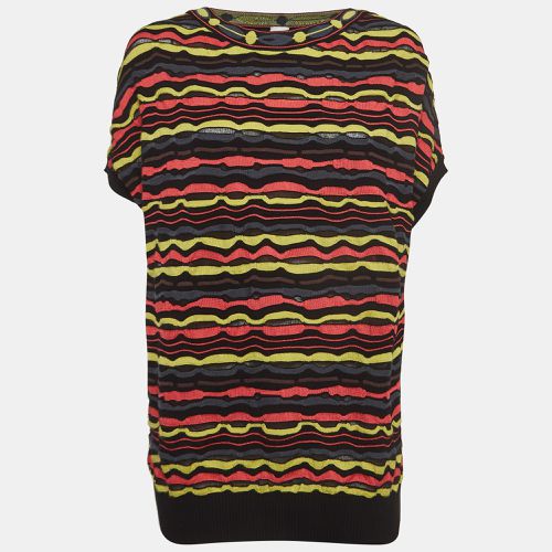 M Missoni Multicolor Patterned Knit Short Sleeve Sweater Top L - M Missoni - Modalova