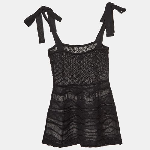 M Missoni Black Embossed Knit Tie-Up Strap Sheer Top S - M Missoni - Modalova