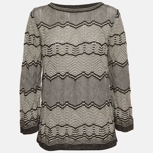 White Chevron Lurex Knit Bell Sleeve Sweatshirt M - M Missoni - Modalova