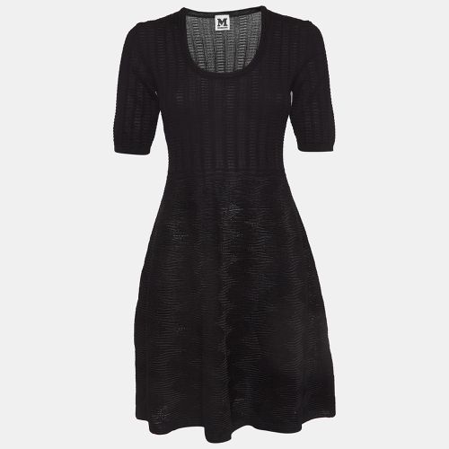 M Missoni Black Knit V-Neck Flared Mini Dress M - M Missoni - Modalova