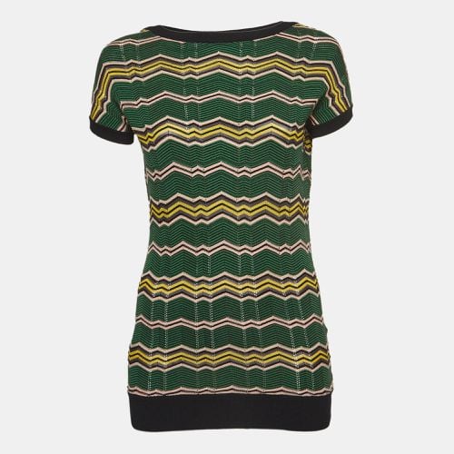 M Missoni Green Chevron Knit Short Sleeve Top S - M Missoni - Modalova