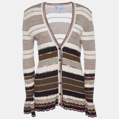 M Missoni Beige Striped Knit Button Front Cardigan L - M Missoni - Modalova