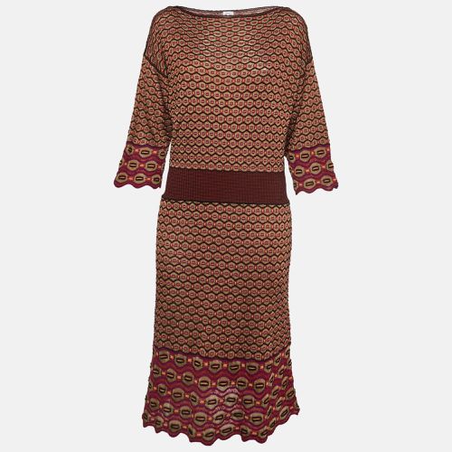 M Missoni Pink Honeycomb Pattern Knit Midi Dress L - M Missoni - Modalova