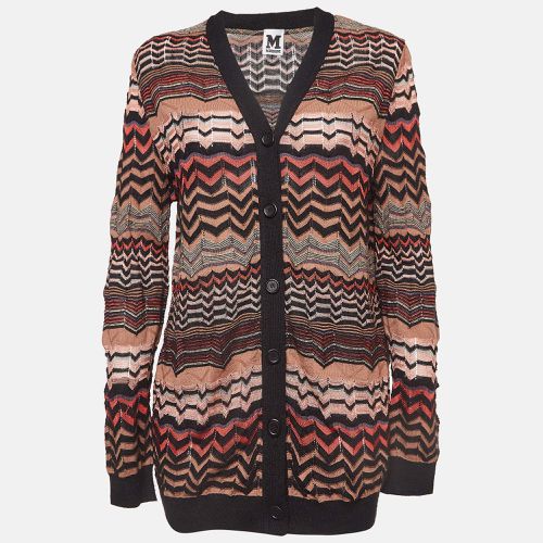 M Missoni Multicolor Chevron Pattern Perforated Knit Long Cardigan L - M Missoni - Modalova