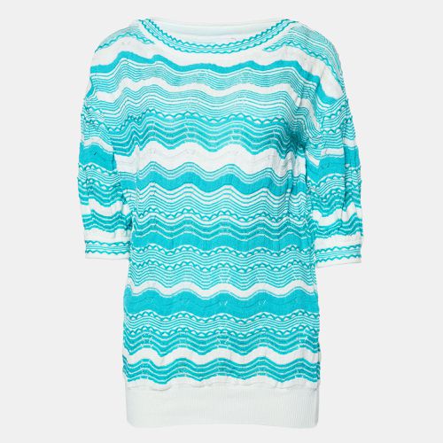 M Missoni White/Blue Wavy Textured Knit Jumper M - M Missoni - Modalova