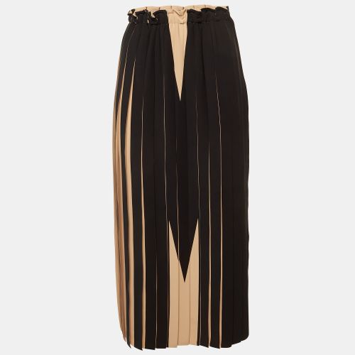MM6 Maison Margiela Beige/Black Crepe Pleated Midi Skirt M - MM6 Maison Margiela - Modalova