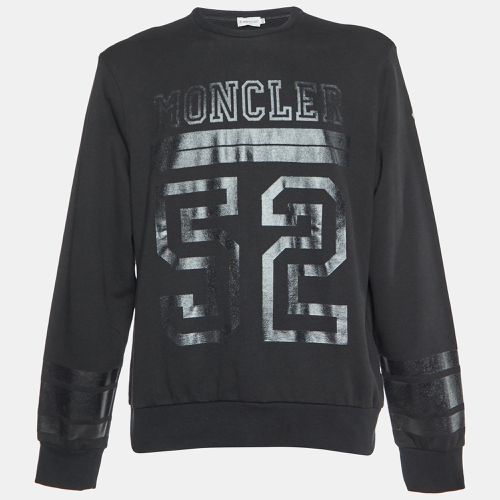 Moncler Black Printed Cotton Knit Crewneck Sweatshirt XXL - Moncler - Modalova