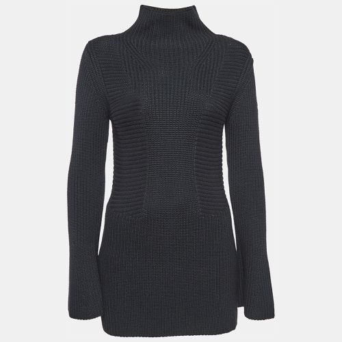 Moncler Black Rib Knit Turtle Neck Mini Sweat Dress S - Moncler - Modalova