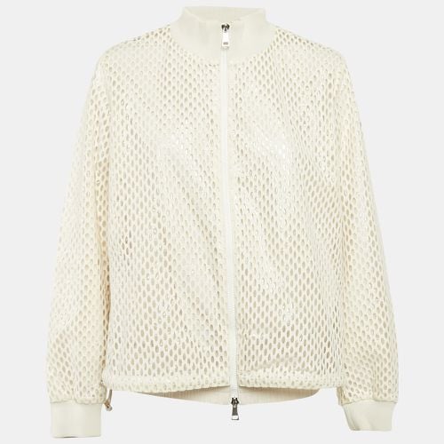 Moncler White Pulcherrima Mesh Overlay Jacket L - Moncler - Modalova