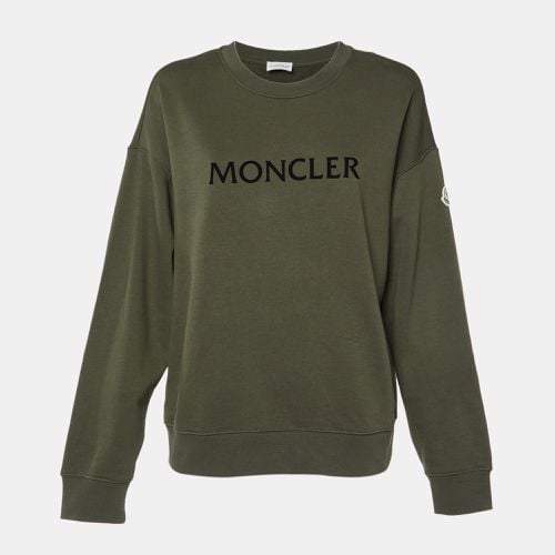 Moncler Green Logo Print Cotton Knit Sweatshirt L - Moncler - Modalova