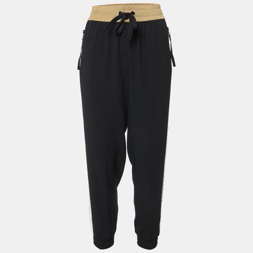 Moncler Black Crepe Logo Tape Trimmed Trackpants L - Moncler - Modalova