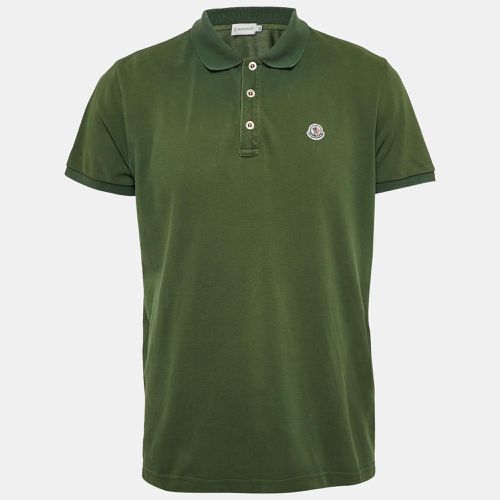 Moncler Green Cotton Pique Logo Applique Detail Polo T-Shirt XL - Moncler - Modalova