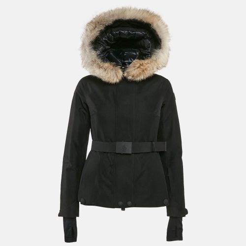 Moncler Grenoble Black Synthetic and Fur Detachable Hood Down Jacket XS - Moncler - Modalova