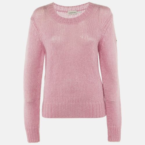 Moncler Pink Mohair Knit Crew Neck Sweater M - Moncler - Modalova