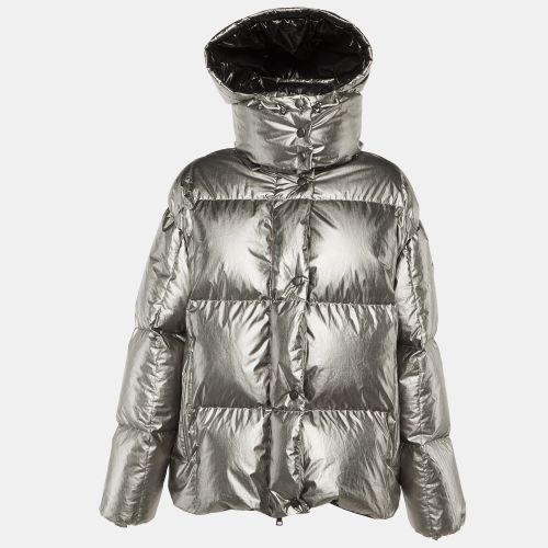 Moncler Silver Synthetic Puffer Down Parana Detachable Hooded Jacket M/L - Moncler - Modalova