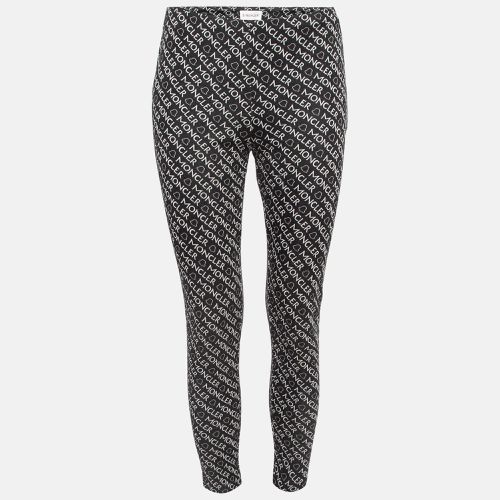 Moncler Black Monogram Cotton Knit Leggings XS - Moncler - Modalova