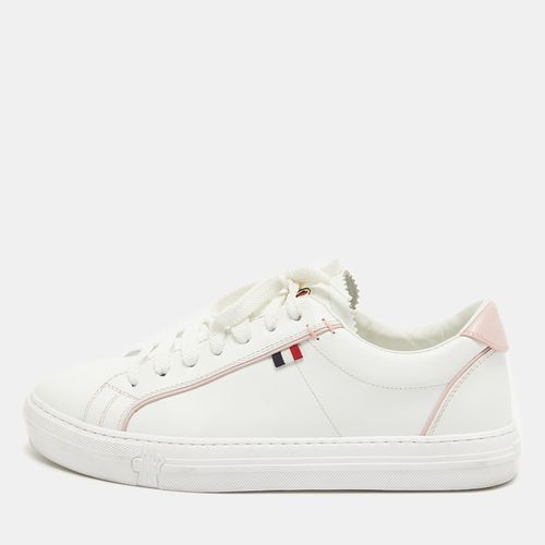 Moncler White Leather New Monaco Low Top Sneakers Size 40 - Moncler - Modalova