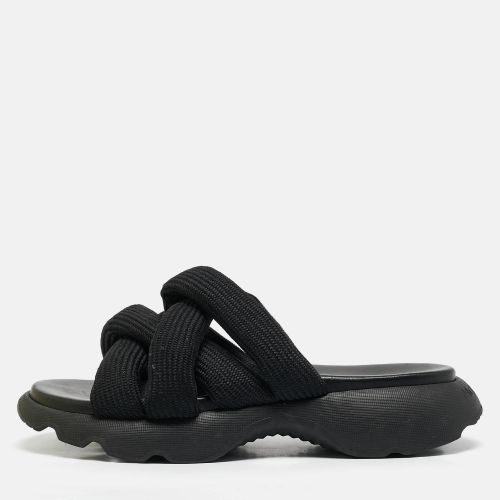 Moncler Black Knit Fabric Knot Flat Sandals Size 39 - Moncler - Modalova