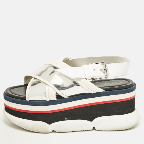 Moncler White/Silver Leather Zelda Platform Sandals Size 37 - Moncler - Modalova