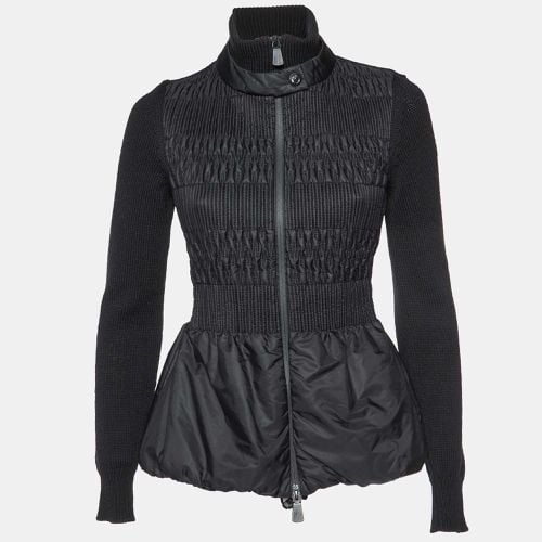 Moncler Grenoble Black Smocked Nylon and Wool Knit Evening Jacket S - Moncler Grenoble - Modalova