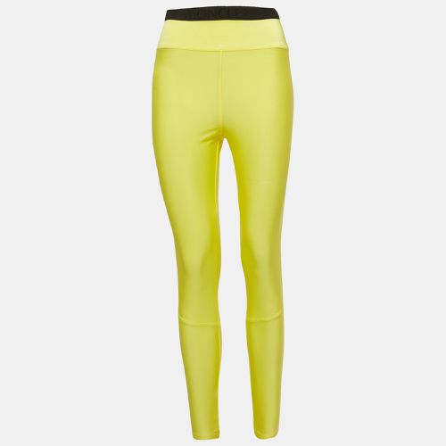 Moncler Fluorescent Yellow Logo Embossed Lycra Leggings M - Moncler - Modalova