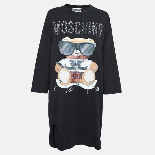 Moschino Couture Black Teddy Embroidered Cotton Oversized T-Shirt Dress S - Moschino Couture - Modalova