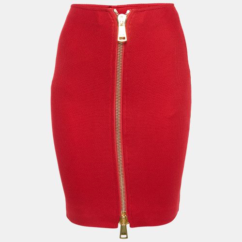 Moschino Couture Red Cotton Pique Zipped Knee-Length Skirt M - Moschino Couture - Modalova