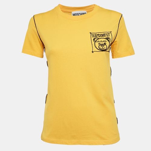 Moschino Couture Yellow Cotton Embroidered Crew Neck T-Shirt XS - Moschino Couture - Modalova