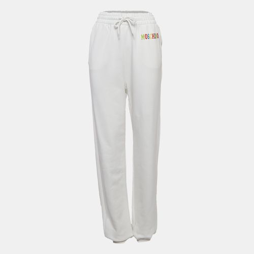 Moschino Couture White Logo Print Cotton Knit Joggers S - Moschino Couture - Modalova