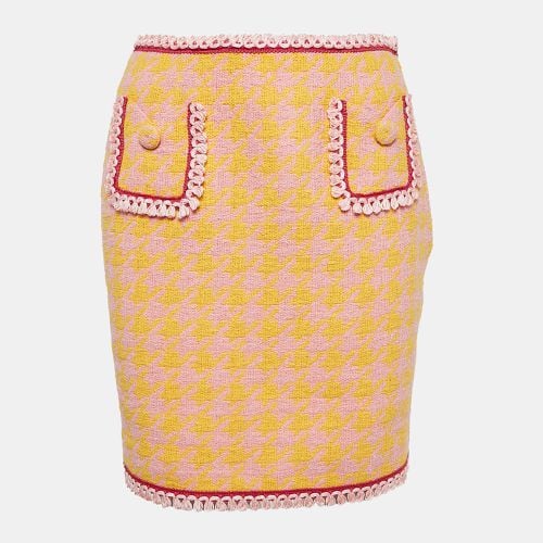 Moschino Couture Pink/Yellow Houndstooth Cotton Mini Skirt S - Moschino Couture - Modalova