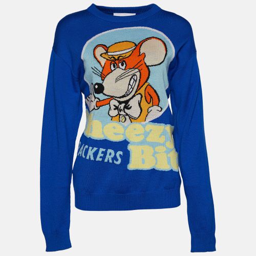 Moschino Couture Blue Cheezy Bits Wool Intarsia Knit Long Sleeve Jumper S - Moschino Couture - Modalova