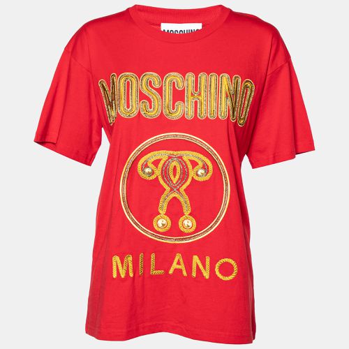 Moschino Couture Red Cotton Knit Logo Embroidered Oversized T-Shirt XXS - Moschino Couture - Modalova