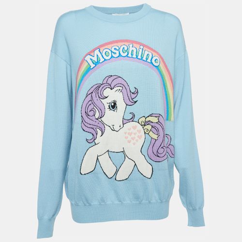 Moschino Couture X My Little Pony Blue Logo Intarsia Knit Sweater M - Moschino Couture - Modalova