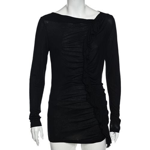 Moschino Cheap and Chic Black Ruffle Trimmed Long Sleeve Top M - Moschino Cheap and Chic - Modalova