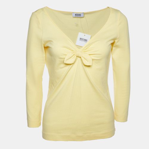 Moschino Cheap and Chic Yellow Cotton Knit Bow Detail T-Shirt M - Moschino Cheap and Chic - Modalova