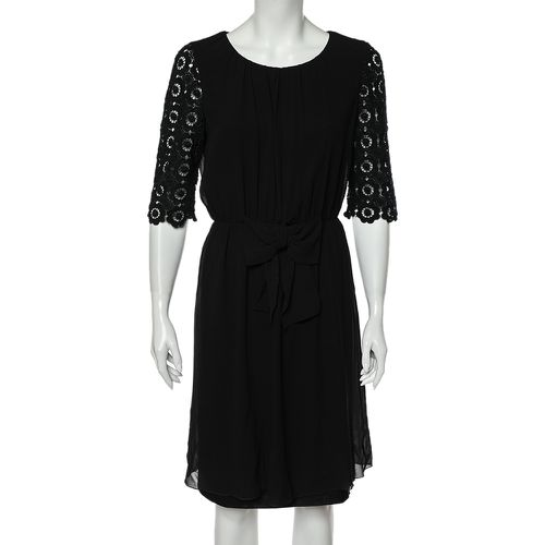 Moschino Cheap and Chic Black Silk & Lace Sleeve Midi Dress M - Moschino Cheap and Chic - Modalova