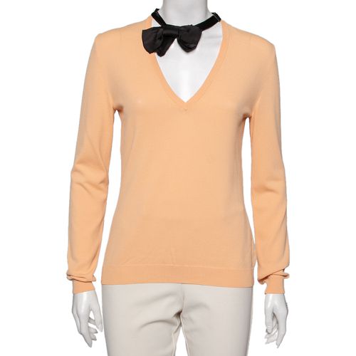 Moschino Cheap and Chic Orange Knit V Neck Long Sleeve Sweater M - Moschino Cheap and Chic - Modalova