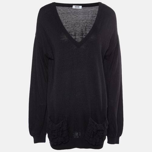 Moschino Cheap and Chic Black Knit Ruffle Pocket Sweater L - Moschino Cheap and Chic - Modalova